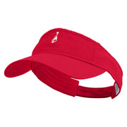 Cartoon Style Guitar Logo Embroidered Pro Style Cotton Twill Washed Visor - Red OSFM