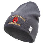 U.S. Marine Corps 2nd Marine Division Symbol Embroidered 8 Inch Solid Knit Short Beanie Made in USA - Charcoal OSFM