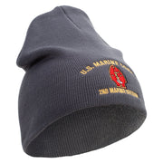 U.S. Marine Corps 2nd Marine Division Symbol Embroidered 8 Inch Solid Knit Short Beanie Made in USA - Charcoal OSFM