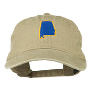 Alabama State Map Embroidered Washed Cap