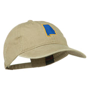 Alabama State Map Embroidered Washed Cap