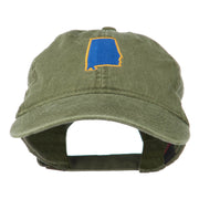 Alabama State Map Embroidered Washed Cap