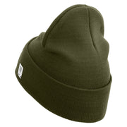 3rd Marine Division Veteran Logo Embroidered 12 Inch Solid Knit Cuff Long Beanie Made in USA - Olive OSFM