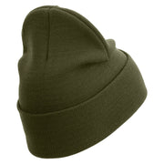 3rd Marine Division Veteran Logo Embroidered 12 Inch Solid Knit Cuff Long Beanie Made in USA - Olive OSFM