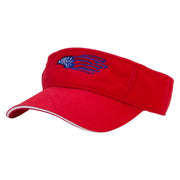 Flag Pattern Eagle Embroidered Pro Style Cotton Twill Washed Visor