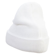 Tropical Bird Icon Embroidered Waffle Knit Cuff Beanie - White OSFM