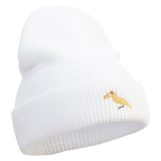 Tropical Bird Icon Embroidered Waffle Knit Cuff Beanie - White OSFM