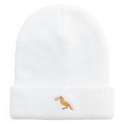 Tropical Bird Icon Embroidered Waffle Knit Cuff Beanie - White OSFM