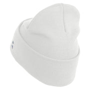 US Air Force Pilot Logo Embroidered 12 Inch Solid Knit Cuff Long Beanie Made in USA - White OSFM