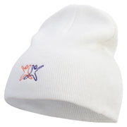 Two Dancers Icon Embroidered 8 inch Acrylic Short beanie - White OSFM