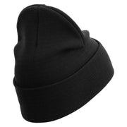 3rd Marine Division Veteran Logo Embroidered 12 Inch Solid Knit Cuff Long Beanie Made in USA - Black OSFM