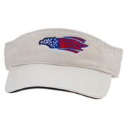 Flag Pattern Eagle Embroidered Pro Style Cotton Twill Washed Visor