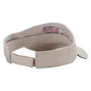 Flag Pattern Eagle Embroidered Pro Style Cotton Twill Washed Visor