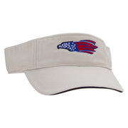 Flag Pattern Eagle Embroidered Pro Style Cotton Twill Washed Visor