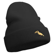 Tropical Bird Icon Embroidered Waffle Knit Cuff Beanie - Black OSFM