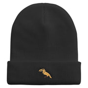 Tropical Bird Icon Embroidered Waffle Knit Cuff Beanie - Black OSFM