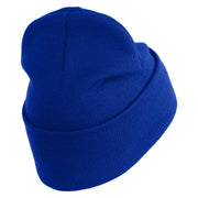 US Air Force Pilot Logo Embroidered 12 Inch Solid Knit Cuff Long Beanie Made in USA - Royal-Blue OSFM