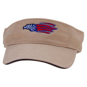 Flag Pattern Eagle Embroidered Pro Style Cotton Twill Washed Visor