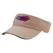 Flag Pattern Eagle Embroidered Pro Style Cotton Twill Washed Visor