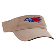 Flag Pattern Eagle Embroidered Pro Style Cotton Twill Washed Visor