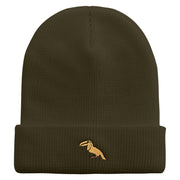 Tropical Bird Icon Embroidered Waffle Knit Cuff Beanie - Olive OSFM