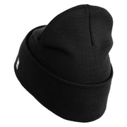 US Air Force Pilot Logo Embroidered 12 Inch Solid Knit Cuff Long Beanie Made in USA - Black OSFM