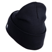 US Air Force Pilot Logo Embroidered 12 Inch Solid Knit Cuff Long Beanie Made in USA - Navy OSFM