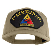 1st Armored Division Old Ironsides Patched Solid Cotton Twill Pro Style Cap - Khaki OSFM