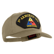 1st Armored Division Old Ironsides Patched Solid Cotton Twill Pro Style Cap - Khaki OSFM
