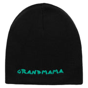 Made in USA Grandmama Embroidered 8 Inch Solid Knit Short Beanie - Black OSFM