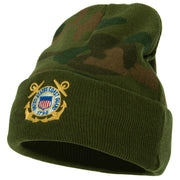 US Coast Guard Anchors Logo Embroidered Camo Long Beanie