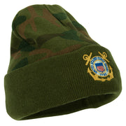 US Coast Guard Anchors Logo Embroidered Camo Long Beanie