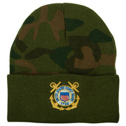 US Coast Guard Anchors Logo Embroidered Camo Long Beanie