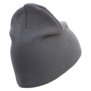 3rd Marine Division Veteran Symbol Embroidered 8 Inch Solid Knit Short Beanie Made in USA - Charcoal OSFM