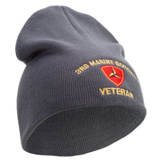 3rd Marine Division Veteran Symbol Embroidered 8 Inch Solid Knit Short Beanie Made in USA - Charcoal OSFM