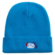 Coral Elements Embroidered 12 inch Long Knitted Beanie - Aqua OSFM