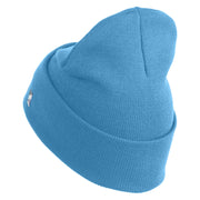 Air Force Pilot Veteran Logo Embroidered 12 Inch Solid Knit Cuff Long Beanie Made in USA - Carolina-Blue OSFM