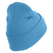 Air Force Pilot Veteran Logo Embroidered 12 Inch Solid Knit Cuff Long Beanie Made in USA - Carolina-Blue OSFM