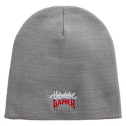 Hardcore Gamer Embroidered 8 inch Acrylic Short Blank Beanie - Grey OSFM