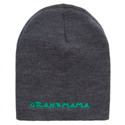 Made in USA Grandmama Embroidered 8 Inch Solid Knit Short Beanie - Charcoal OSFM