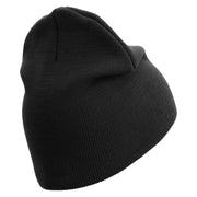 3rd Marine Division Veteran Symbol Embroidered 8 Inch Solid Knit Short Beanie Made in USA - Black OSFM