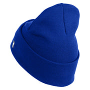 Air Force Pilot Veteran Logo Embroidered 12 Inch Solid Knit Cuff Long Beanie Made in USA - Royal-Blue OSFM