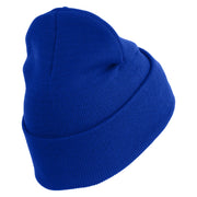 Air Force Pilot Veteran Logo Embroidered 12 Inch Solid Knit Cuff Long Beanie Made in USA - Royal-Blue OSFM