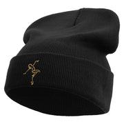 Artistic Ballet Dancing Logo Embroidered 12 Inch Long Knitted Beanie - Black OSFM