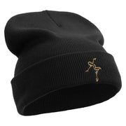 Artistic Ballet Dancing Logo Embroidered 12 Inch Long Knitted Beanie - Black OSFM