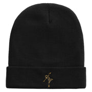 Artistic Ballet Dancing Logo Embroidered 12 Inch Long Knitted Beanie - Black OSFM