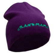 Made in USA Grandmama Embroidered 8 Inch Solid Knit Short Beanie - Purple OSFM