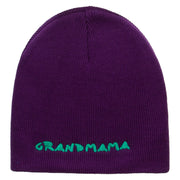 Made in USA Grandmama Embroidered 8 Inch Solid Knit Short Beanie - Purple OSFM