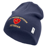 3rd Marine Division Veteran Symbol Embroidered 8 Inch Solid Knit Short Beanie Made in USA - Navy OSFM