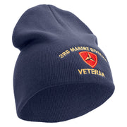 3rd Marine Division Veteran Symbol Embroidered 8 Inch Solid Knit Short Beanie Made in USA - Navy OSFM